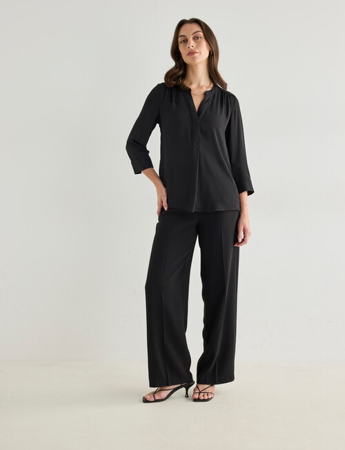 Oliver Black Mandarin Shirt with Cuff, Black product photo View 03 L