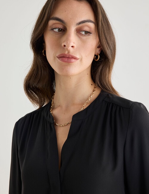 Oliver Black Mandarin Shirt with Cuff, Black product photo View 04 L