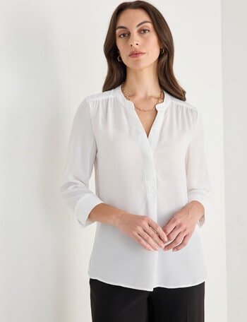 Oliver Black Mandarin Shirt with Cuff, Ivory product photo