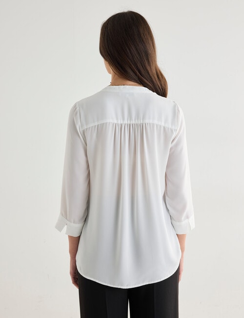 Oliver Black Mandarin Shirt with Cuff, Ivory product photo View 02 L