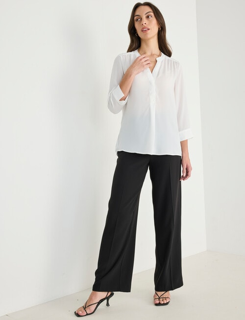 Oliver Black Mandarin Shirt with Cuff, Ivory product photo View 03 L