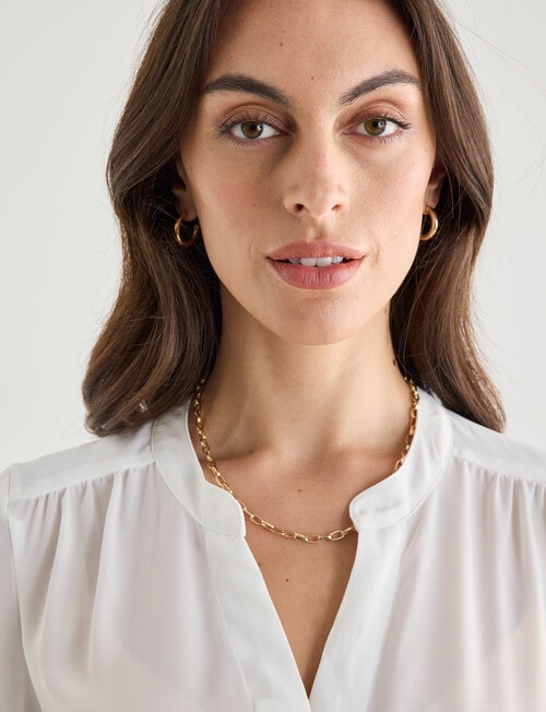 Oliver Black Mandarin Shirt with Cuff, Ivory product photo View 04 L