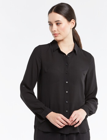 Oliver Black Roll Up Long-Sleeve Blouse, Black product photo