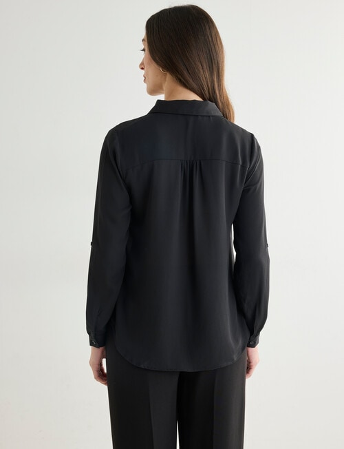 Oliver Black Long Sleeve Roll-Up Blouse, Black product photo View 02 L