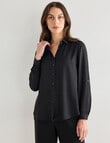 Oliver Black Long Sleeve Roll-Up Blouse, Black product photo View 04 S