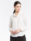 Oliver Black Roll Up Long-Sleeve Blouse, Ivory product photo