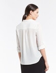 Oliver Black Roll Up Long-Sleeve Blouse, Ivory product photo View 02 S
