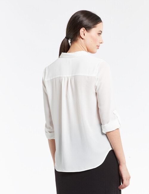 Oliver Black Roll Up Long-Sleeve Blouse, Ivory product photo View 02 L
