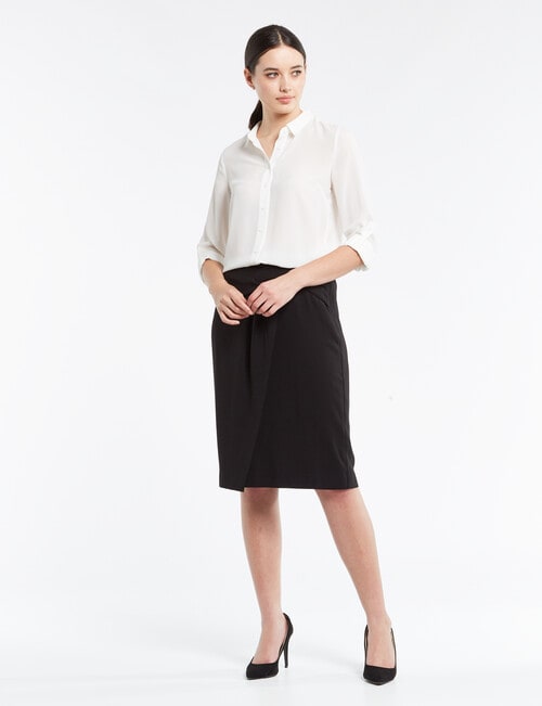 Oliver Black Roll Up Long-Sleeve Blouse, Ivory product photo View 03 L