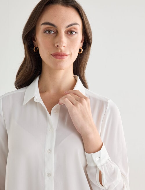 Oliver Black Long Sleeve Roll-Up Blouse, Ivory product photo View 05 L
