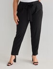 Studio Curve Collection Tie-Waist Knit Jogger Pant, Black product photo