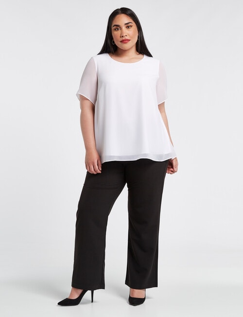 Studio Curve Collection Double-Layer Split Top, White product photo View 03 L
