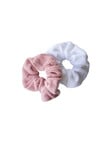 Simply Essential Towelling Scrunchies, Pink and White, Set-of-2 product photo
