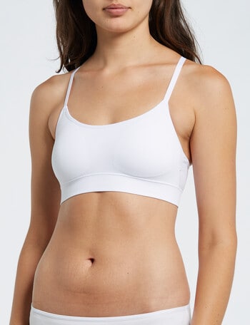 Honey Vegas Seamfree X-Back Crop Top, White, 8-16 product photo