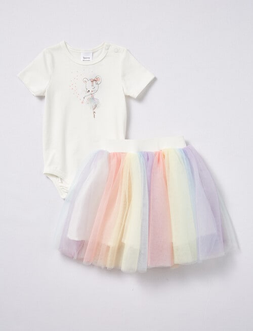 Teeny Weeny All Dressed Up Rainbow Prima Ballerina, 2-Piece Set, Ivory product photo View 02 L