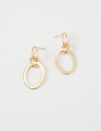 Whistle Accessories Oval Link Earrings, Imitation Gold product photo