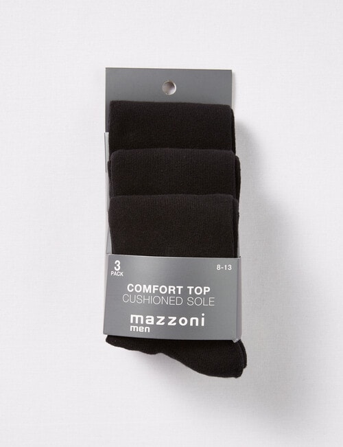 Mazzoni Comfort Top Cushioned Sole Sock, 3-Pack, Black product photo View 02 L