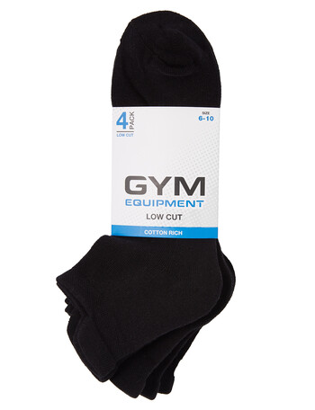 Gym Equipment Cotton-Rich Low-Cut Tab-Top Sock, 4-Pack, Black product photo