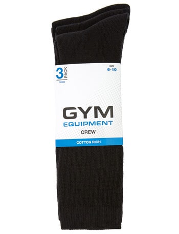 Gym Equipment Cotton-Rich Crew Sock, 3-Pack, Black product photo
