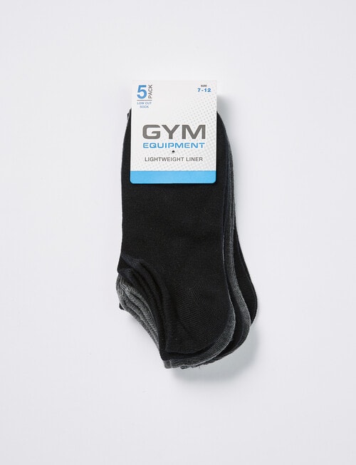 Gym Equipment Lightweight Low-Cut Liner Sock, 5-Pack, Black & Grey product photo View 02 L