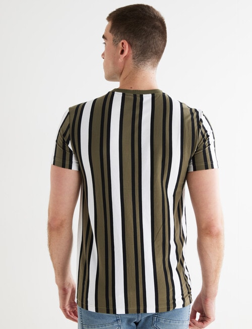 Tarnish Vertical Stripe Short-Sleeve Tee, Khaki product photo View 02 L