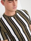 Tarnish Vertical Stripe Short-Sleeve Tee, Khaki product photo View 04 S