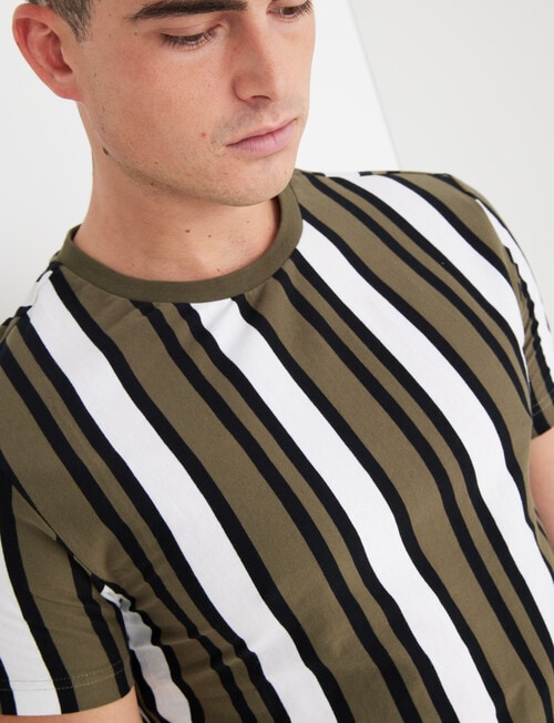 Tarnish Vertical Stripe Short-Sleeve Tee, Khaki product photo View 04 L