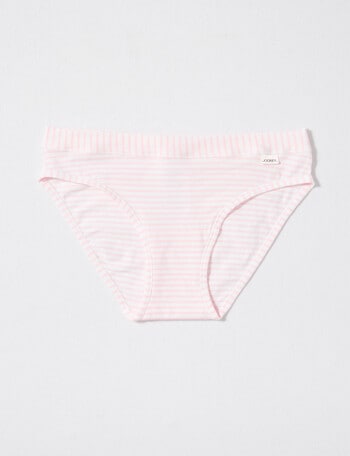 Jockey Stripe Comfort Classics Cotton Bikini Brief, White & Pink, 3-16 product photo
