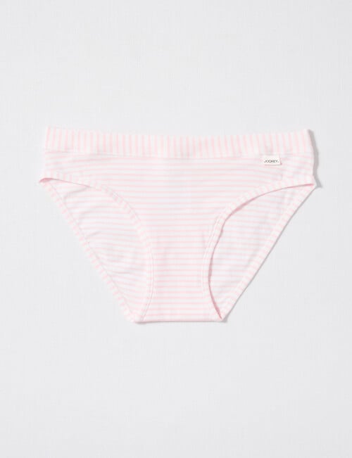 Jockey Stripe Comfort Classics Cotton Bikini Brief, White & Pink, 3-16 product photo