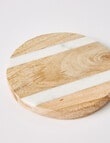 Amy Piper Amy Piper Round Marble Coaster, Set-of-4, Wood & White product photo View 02 S
