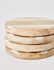 Amy Piper Amy Piper Round Marble Coaster, Set-of-4, Wood & White product photo View 03 S