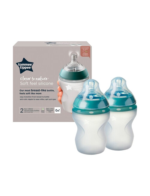 Tommee Tippee Soft Feel Silicone Breast-Like Bottle, 260ml, Pack of 2 product photo