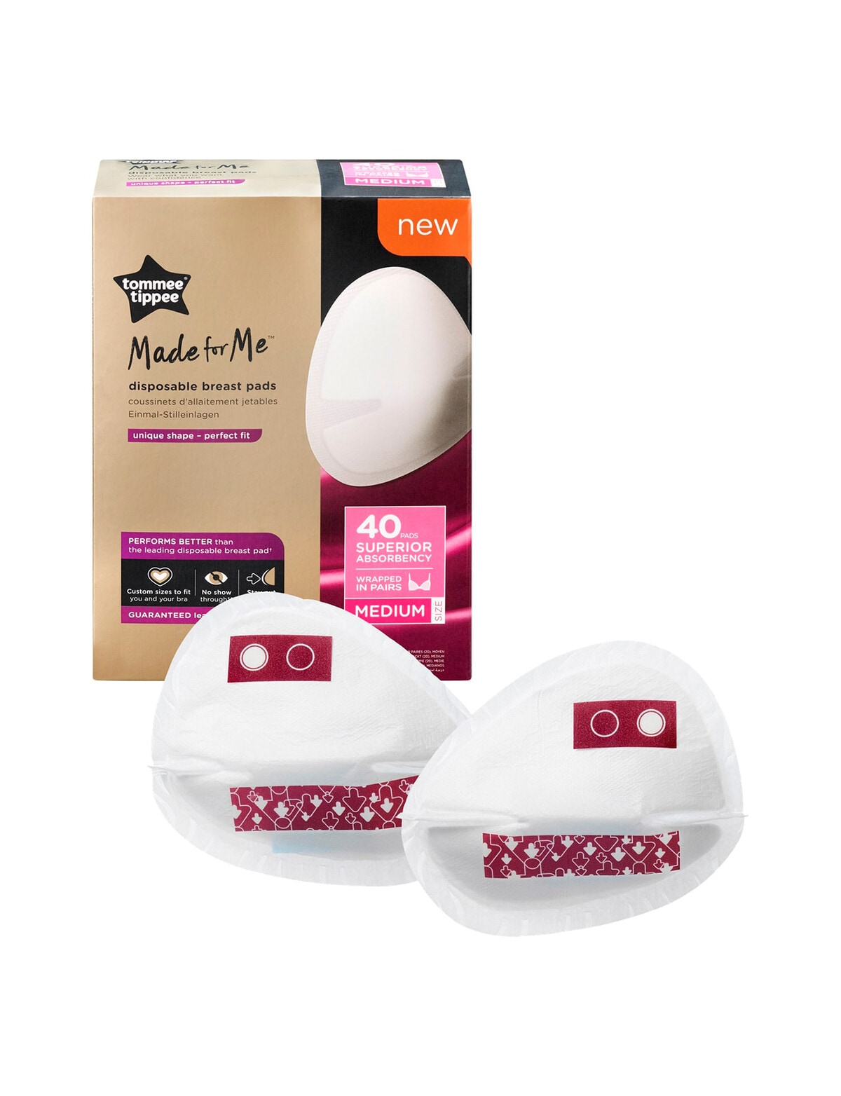 Tommee Tippee Breast Pads 40 Pack, Medium - Feeding