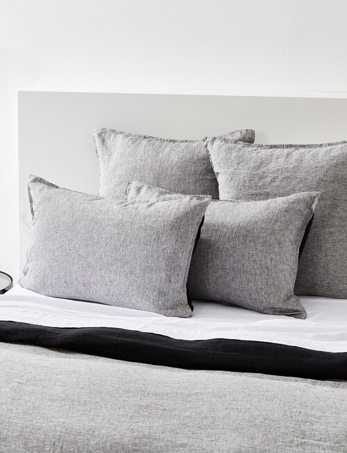 Haven Bed Linen Melange Linen Pillowcase Pair, Charcoal product photo