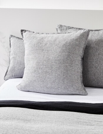 Haven Bed Linen Melange Linen European Pillowcase, Charcoal product photo