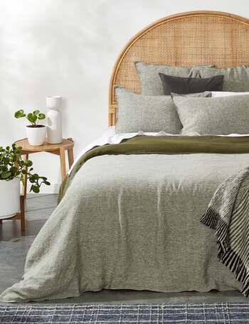 Haven Bed Linen Melange Linen Duvet Cover Set, Olive product photo