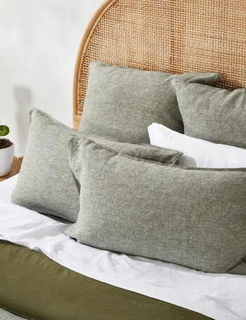 Haven Bed Linen Melange Linen Pillowcase Pair, Olive product photo