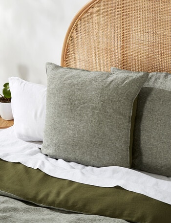 Haven Bed Linen Melange Linen European Pillowcase, Olive product photo