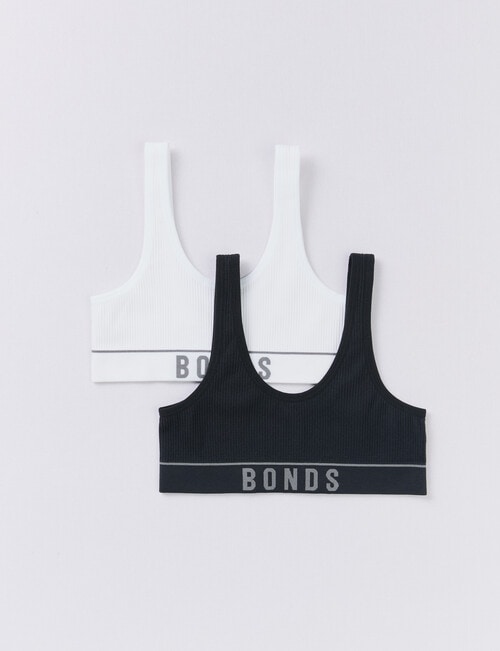 Bonds Rib Crop Top, 2-Pack, Black & White, 8-16 product photo