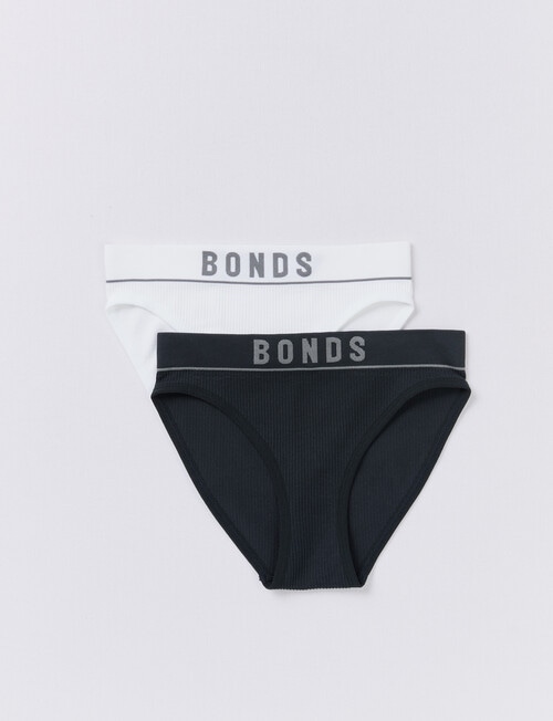 Bonds Rib Bikini Brief, 2-Pack, Black & White, 6-16 product photo