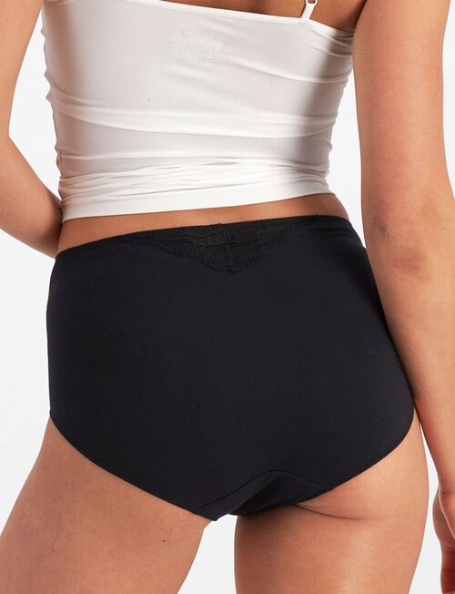 Jockey Woman No Ride Up Cotton, Hi Cut Brief, Black, 10-18 product photo View 03 L