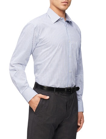 Van Heusen Long-Sleeve Classic Fit Dobby Check Shirt, Blue product photo