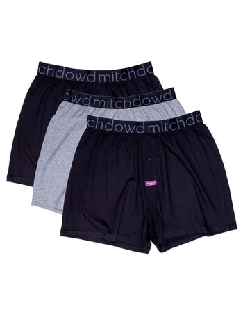 Mitch Dowd Knit Boxer Short, 3-Pack, Black & Grey product photo