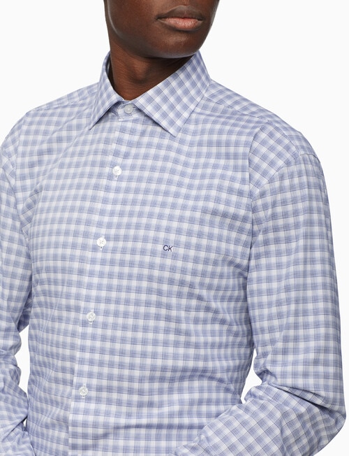 Calvin Klein Slim Fit Long-Sleeve Check Business Shirt, Blue - Mens ...