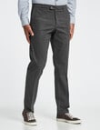 Savane Brushed Stretch Cotton Flat Front Pant, Charcoal product photo