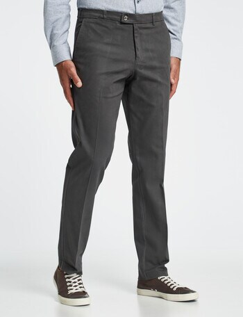 Savane Brushed Stretch Cotton Flat Front Pant, Charcoal product photo