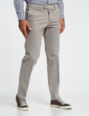 Savane Brushed Stretch Cotton Flat Front Pant, Taupe product photo