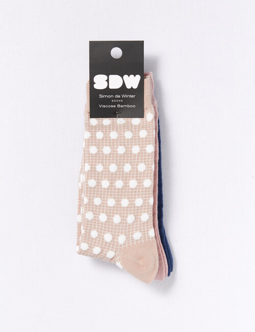 Simon De Winter Spot Crew Sock, 3-Pack, Rose & Denim product photo View 02 L