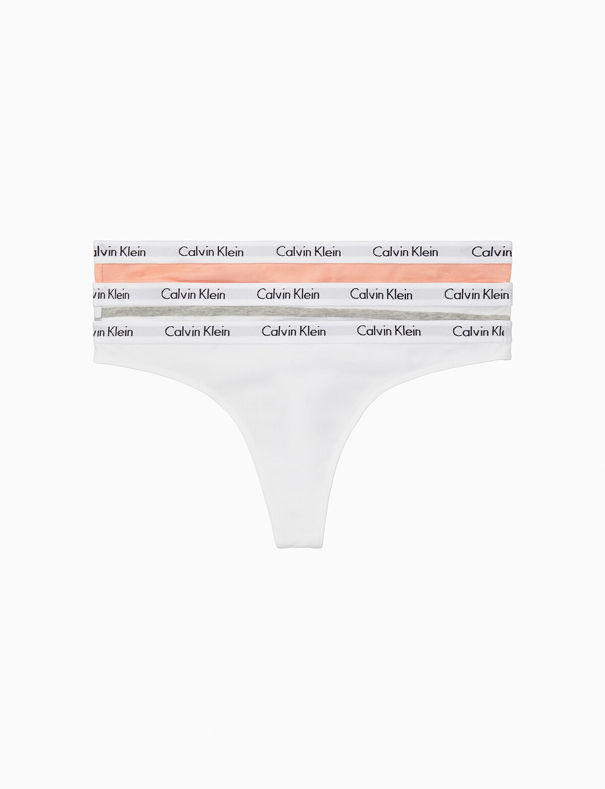Calvin Klein Carousel Thong, 3-Pack, White, Orange & Stripe - Briefs