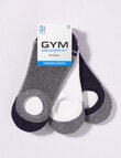Gym Equipment No Show Sock, 3-Pack, Grey, Navy & White product photo View 02 S